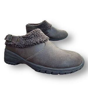 Eddie Bauer Women's Brown Clogs Size 9.5 Faux Fur Trim Slip On